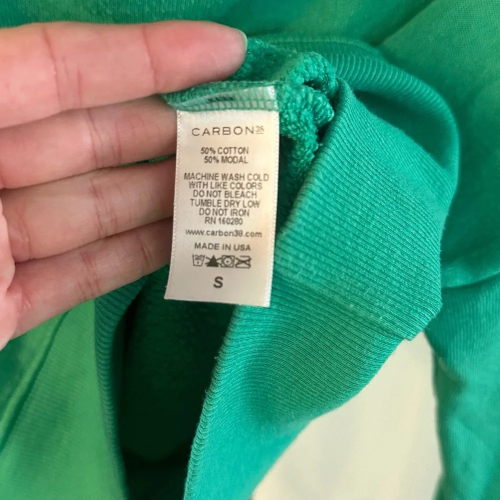 Carbon38 Off Shoulder French Terry Sweatshirt - Green, size Small - Picture 4 of 12